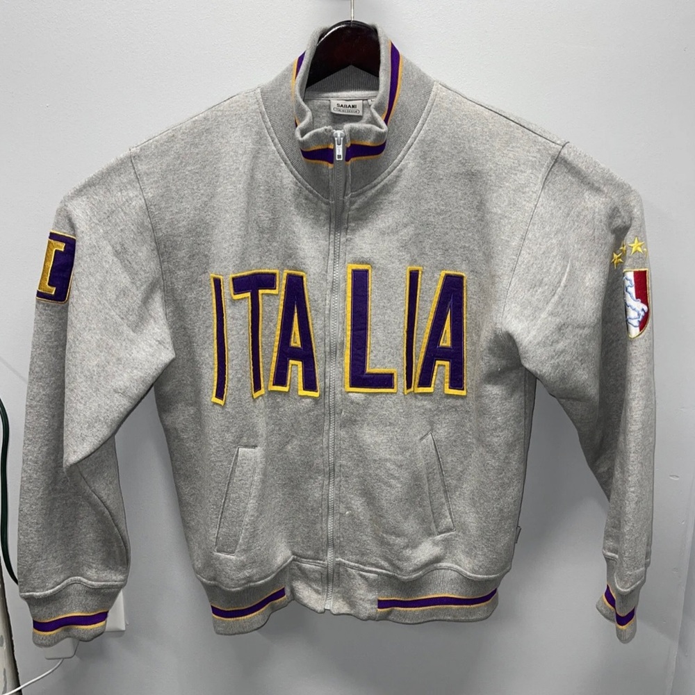 Vintage Sabani Italia Zip Up Sweatshirt Jacket Size Large Gray & Purple